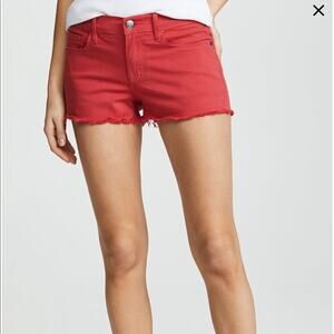 Frame Denim Red Frayed Hem Women's Shorts